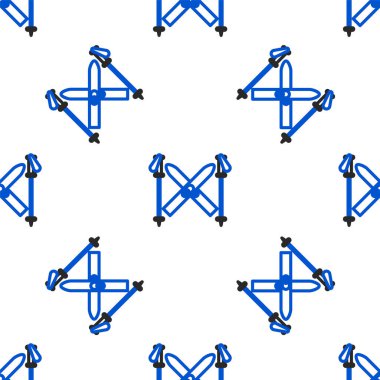 Çizgi kayak ve çubuk simgesi beyaz arkaplanda izole edilmiş pürüzsüz desen. Olağanüstü bir spor. Kayak ekipmanları. Kış sporları ikonu. Renkli taslak konsepti. Vektör.