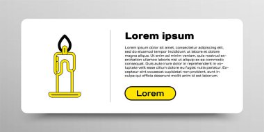 Satır Yanan mum simgesi beyaz arkaplanda izole edildi. Silindirik aromatik mum çubuğu ve yanan ateş. Mutlu Cadılar Bayramı Partisi. Renkli taslak konsepti. Vektör.