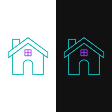 Çizgi Evi simgesi beyaz ve siyah arkaplanda izole edildi. Ev sembolü. Renkli taslak konsepti. Vektör.