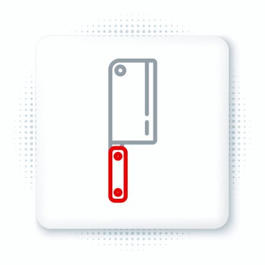 Line Meat helikopter simgesi beyaz arkaplanda izole edildi. Et için mutfak bıçağı. Kasap bıçağı. Renkli taslak konsepti. Vektör.