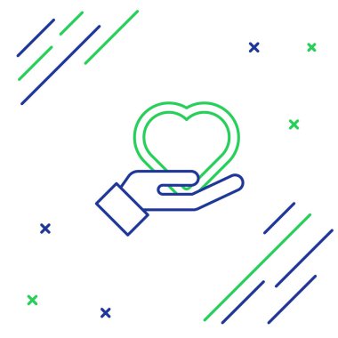 Çizgi Kalbi el simgesi beyaz arkaplanda izole edildi. El çabukluğu aşk sembolü. Sevgililer Günü sembolü. Renkli taslak konsepti. Vektör.