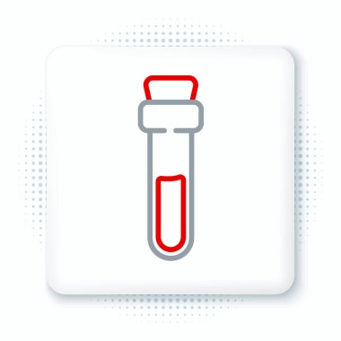 Aşk iksiri ikonu içeren çizgi şişesi beyaz arkaplanda izole edilmiş. Sevgililer Günü sembolü. Renkli taslak konsepti. Vektör.