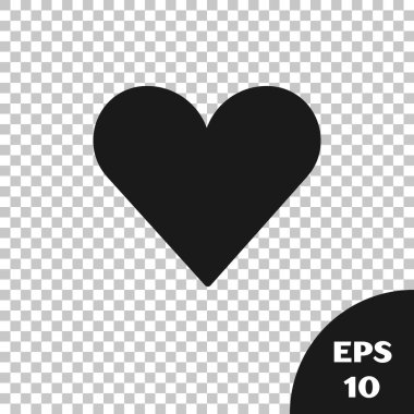 Kara Kalp simgesi şeffaf arkaplanda izole edildi. Romantik sembol, bağlanma, tutku ve düğün. Sevgililer Günü sembolü. Vektör.