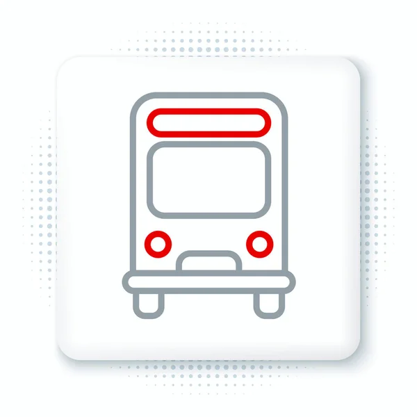 白い背景にバスのアイコンが隔離されています 輸送コンセプト バスツアーの交通標識 観光や公共車両のシンボル カラフルなアウトラインコンセプト ベクトル — ストックベクタ