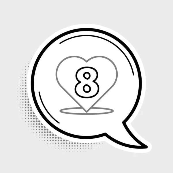 Line Heart Іконою Березня Ізольованою Сірому Фоні Романтичний Символ Пов — стоковий вектор