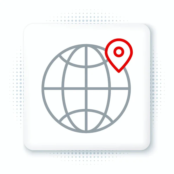 Line Location Auf Dem Globus Symbol Isoliert Auf Weißem Hintergrund — Stockvektor