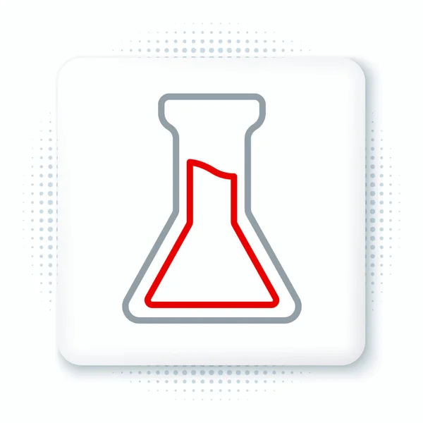 Linha Tubo Teste Ícone Frasco Isolado Fundo Branco Teste Laboratório —  Vetores de Stock