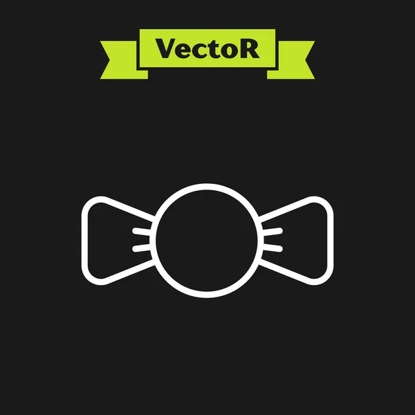 White Line Bow Tie Icon Isolated Black Background Vector — Stock Vector