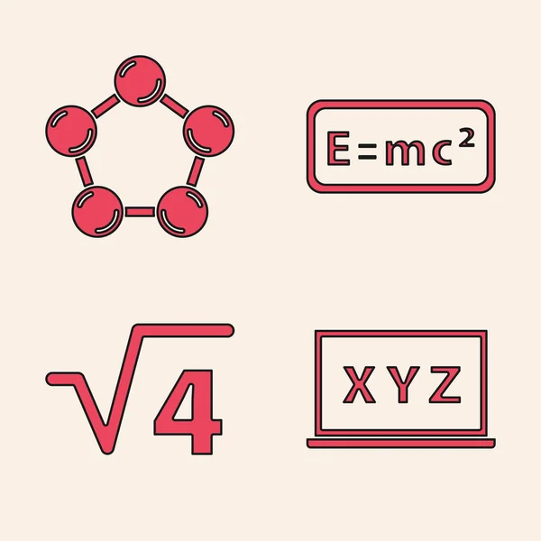 设置4个字形图标的Xyz坐标系 方程解和平方根 — 图库矢量图片