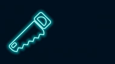 Parlayan neon hattı El siyah arka planda izole edilmiş bir ikon gördü. 4K Video hareketli grafik canlandırması