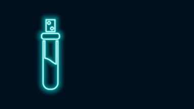Siyah arka planda izole edilmiş aşk ikonu ikonu içeren parlak neon hattı şişesi. Sevgililer Günü sembolü. 4K Video hareketli grafik canlandırması