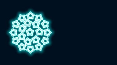 Parlayan neon hattı Virüs simgesi siyah arkaplanda izole edildi. Corona virüsü 2019-nCoV. Bakteri ve mikroplar, hücre kanseri, mikrop, mantar. 4K Video hareketli grafik canlandırması