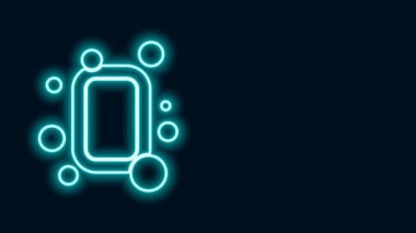 Parlayan neon hattı siyah arkaplanda izole edilmiş sabun simgesi. Köpüklü sabun çubuğu. 4K Video hareketli grafik canlandırması