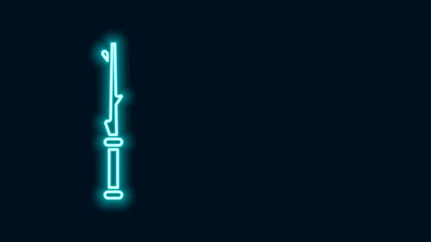Glödande neon linje Magisk trollstav ikon isolerad på svart bakgrund. Stjärnformade magiska tillbehör. Magisk kraft. 4K Video motion grafisk animation — Stockvideo