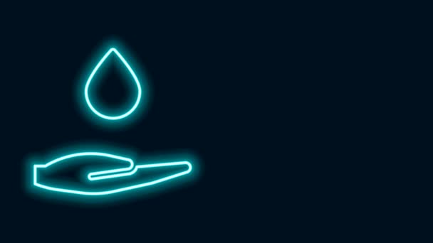 Žhnoucí neonová čára Mytí rukou s ikonou mýdla izolované na černém pozadí. Mytí rukou mýdlem, aby se zabránilo viru a bakteriím. Grafická animace pohybu videa 4K — Stock video