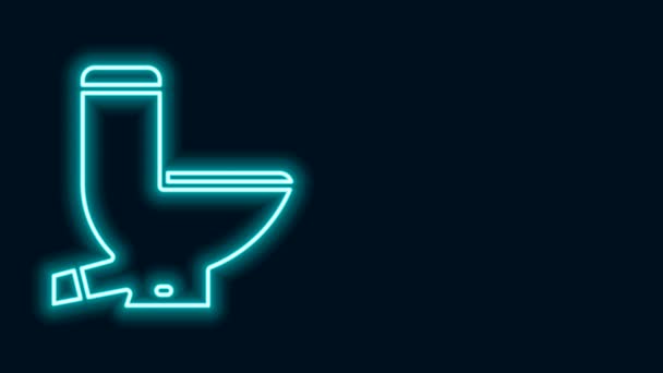 Ligne lumineuse néon Icône de cuvette de toilette isolé sur fond noir. Animation graphique de mouvement vidéo 4K — Video