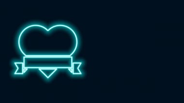 Parlayan neon hattı Heart ve kurdele ikonu siyah arkaplanda izole edildi. Romantik sembol, bağlanma, tutku ve düğün. Sevgililer Günü sembolü. 4K Video hareketli grafik canlandırması