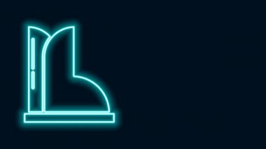 Parlayan neon hattı su geçirmez lastik bot simgesi siyah arkaplanda izole edildi. Yağmurlu hava, balıkçılık, bahçe işleri için çizme. 4K Video hareketli grafik canlandırması