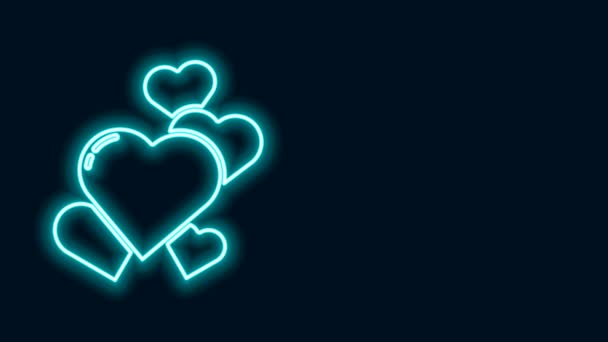 Świecąca neonowa linia Ikona serca odizolowana na czarnym tle. Romantyczny symbol połączony, połączony, pasja i ślub. Symbol walentynkowy. 4K Animacja graficzna ruchu wideo — Wideo stockowe