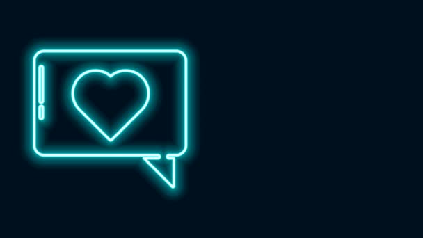 Zářící neonová čára Jako a srdce ikona izolované na černém pozadí. Ikona oznámení čítače Následuje Insta. Grafická animace pohybu videa 4K — Stock video