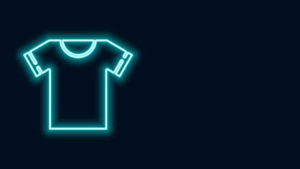 Icono de camiseta de línea de neón brillante aislado sobre fondo negro. Animación gráfica de vídeo 4K — Vídeos de Stock