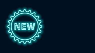 Siyah arkaplanda izole edilmiş yeni bir simgeyle parlayan neon çizgisi Price etiketi. Rozet fiyatına. Reklam etiketi indirimi. 4K Video hareketli grafik canlandırması