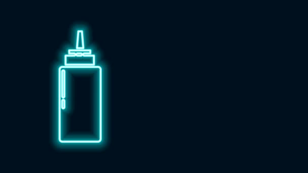 Glödande neon line Sauce flaska ikon isolerad på svart bakgrund. Ketchup, senap och majonnäs flaskor med sås för snabbmat. 4K Video motion grafisk animation — Stockvideo