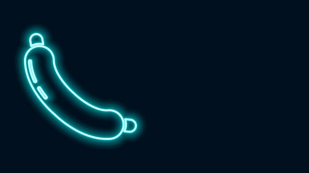 Gloeiende neon lijn Worst pictogram geïsoleerd op zwarte achtergrond. Gegrilde worst en aroma teken. 4K Video motion grafische animatie — Stockvideo