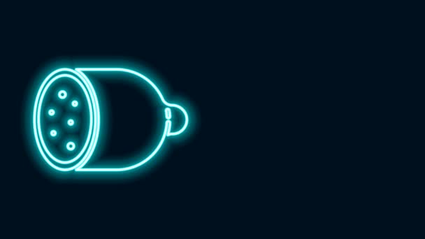 Leuchtende Leuchtschrift Salami Wurst Symbol isoliert auf schwarzem Hintergrund. Fleischfeinkostprodukt. 4K Video Motion Grafik Animation — Stockvideo