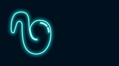 Parlayan neon hattı kızarmış tavuk kanadı simgesi siyah arka planda izole edildi. 4K Video hareketli grafik canlandırması