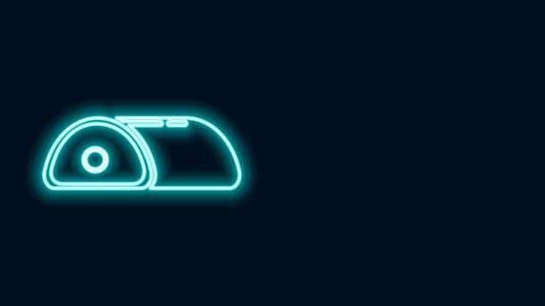 Glowing neon line Meat icon isolated on black background. 4K Video motion graphic animation — Stock Video