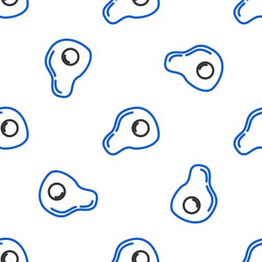 Hat çırpılmış yumurta ikonu beyaz arka planda izole edilmiş pürüzsüz desen. Ev yemeği, sahanda yumurta, sağlıklı kahvaltı, omlet ikonu. Renkli taslak konsepti. Vektör.