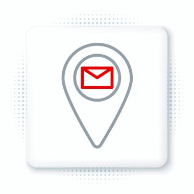 Harita kağıdındaki çizgi tutucu beyaz arkaplanda izole edilmiş perspektif simgesi. Renkli taslak konsepti. Vektör.