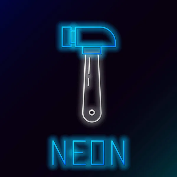 Ragyogó Neon Vonal Hammer Ikon Elszigetelt Fekete Háttérrel Szerszám Javításhoz — Stock Vector