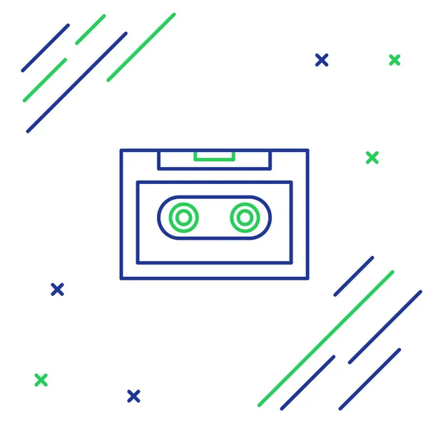 Línea Retro Audio Cassette Cinta Icono Aislado Sobre Fondo Blanco — Vector de stock