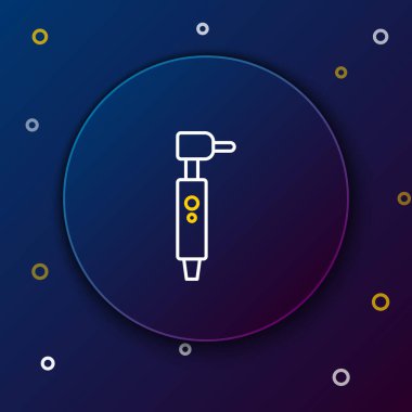 Çizgi Diş sondaj simgesi mavi arkaplanda izole edildi. Delme ve öğütme aletleri için el işi. Renkli taslak konsepti. Vektör.