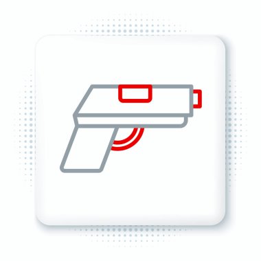 Beyaz arkaplanda Hat Tabancası veya silah simgesi izole edildi. Polis ya da askeri silah. Küçük ateşli silah. Renkli taslak konsepti. Vektör.