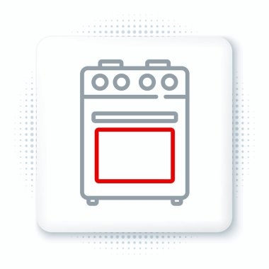 Fırın simgesi beyaz arkaplanda izole edildi. Fırın tabelası. Renkli taslak konsepti. Vektör.