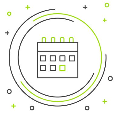 Çizgi Takvimi simgesi beyaz arkaplanda izole edildi. Olay hatırlatma sembolü. Renkli taslak konsepti. Vektör.