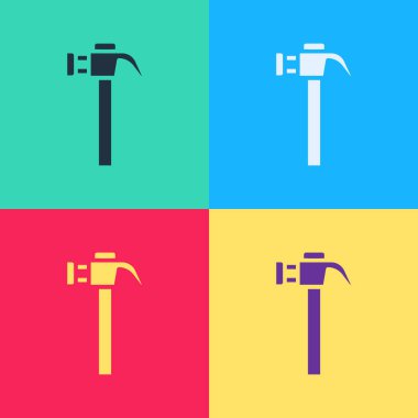 Pop Art Hammer simgesi renk arkaplanında izole edildi. Tamir için bir araç. Vektör.