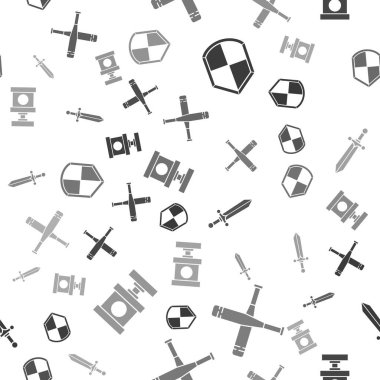 Kalkan, çapraz beyzbol sopası, Ortaçağ kılıcı ve dinamit için patlayıcı ayarlayın. Vektör.