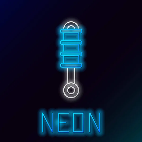 Zářící Neonová Čára Ikona Tlumiče Šoku Izolovaná Černém Pozadí Barevný — Stockový vektor