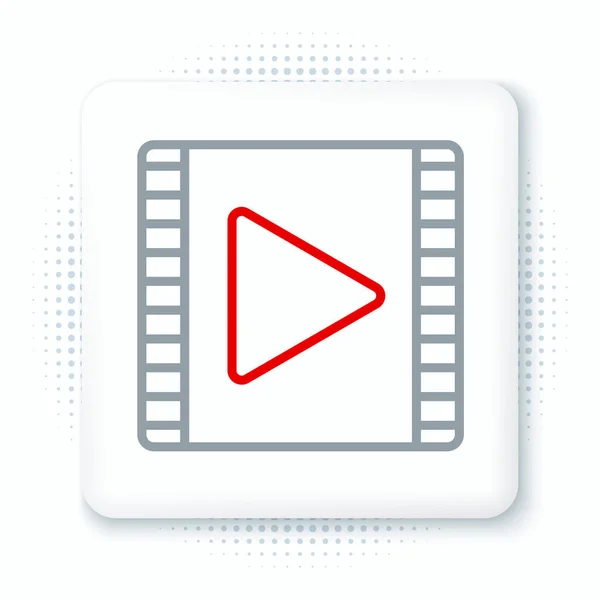 Line Play Video Icon Isoliert Auf Weißem Hintergrund Filmstreifen Mit — Stockvektor