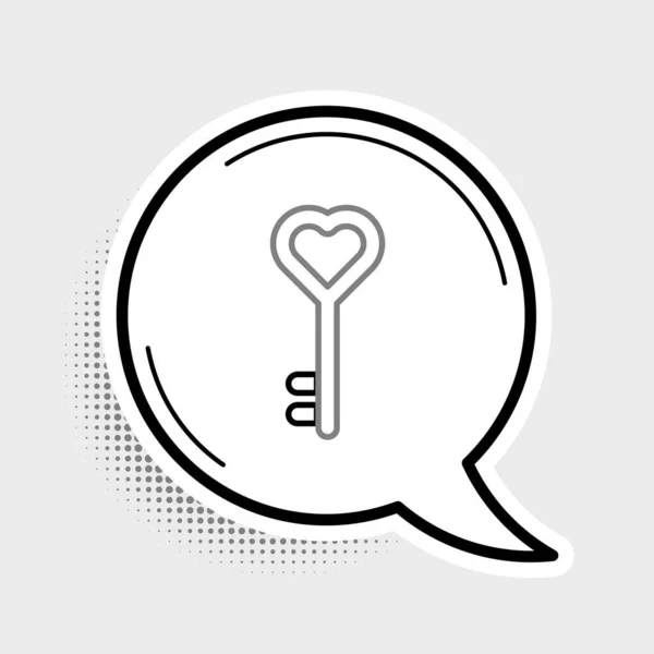 Line Key Herzform Symbol Isoliert Auf Grauem Hintergrund Valentinstag Buntes — Stockvektor