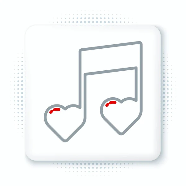 Line Music Note Tom Com Corações Ícone Isolado Fundo Branco — Vetor de Stock