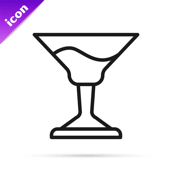Svart Linje Cocktail Ikon Isolerad Vit Bakgrund Vektor — Stock vektor
