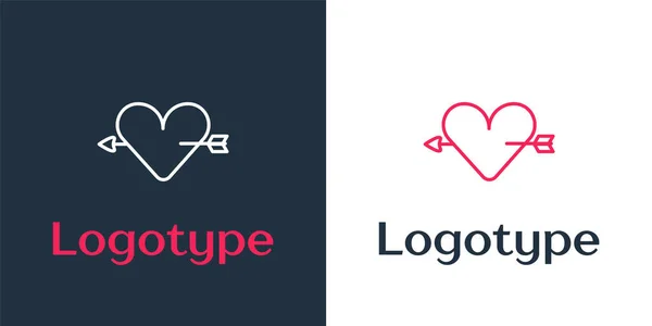 Logotyp Linie Amour Symbol Mit Herz Und Pfeil Symbol Auf — Stockvektor