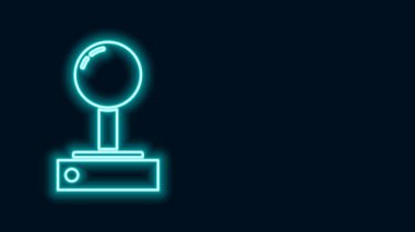 Oyun makinesi simgesi için parlayan neon hat Joystick siyah arkaplanda izole edildi. Joystick oyun alanı. 4K Video hareketli grafik canlandırması