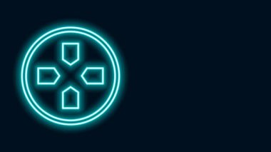 Parlayan neon hattı Gamepad simgesi siyah arkaplanda izole edildi. Oyun kontrolörü. 4K Video hareketli grafik canlandırması