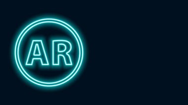 Parlayan neon hattı Ar, artırılmış gerçeklik simgesi siyah arkaplanda izole edildi. 4K Video hareketli grafik canlandırması